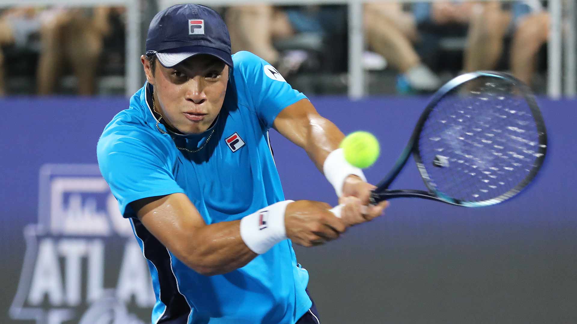 Brandon Nakashima in action Wednesday at the Atlanta Open.